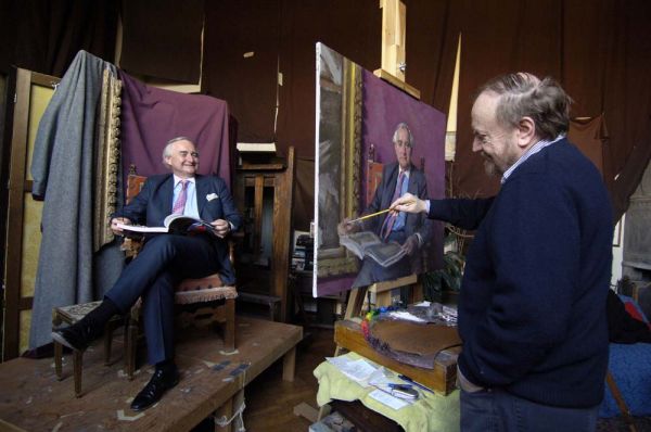 Sir Timothy Clifford, director general of the National Galleries of Scotland,pictured in the Manhattan studio of artist Nelson Shanks